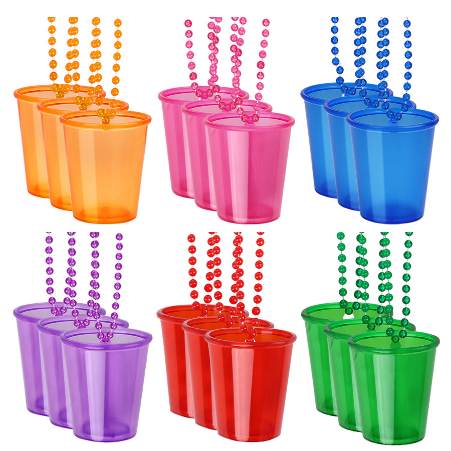 Party Games Bachelorette - 12 stuks kralenketting plastic shotglaasje voor